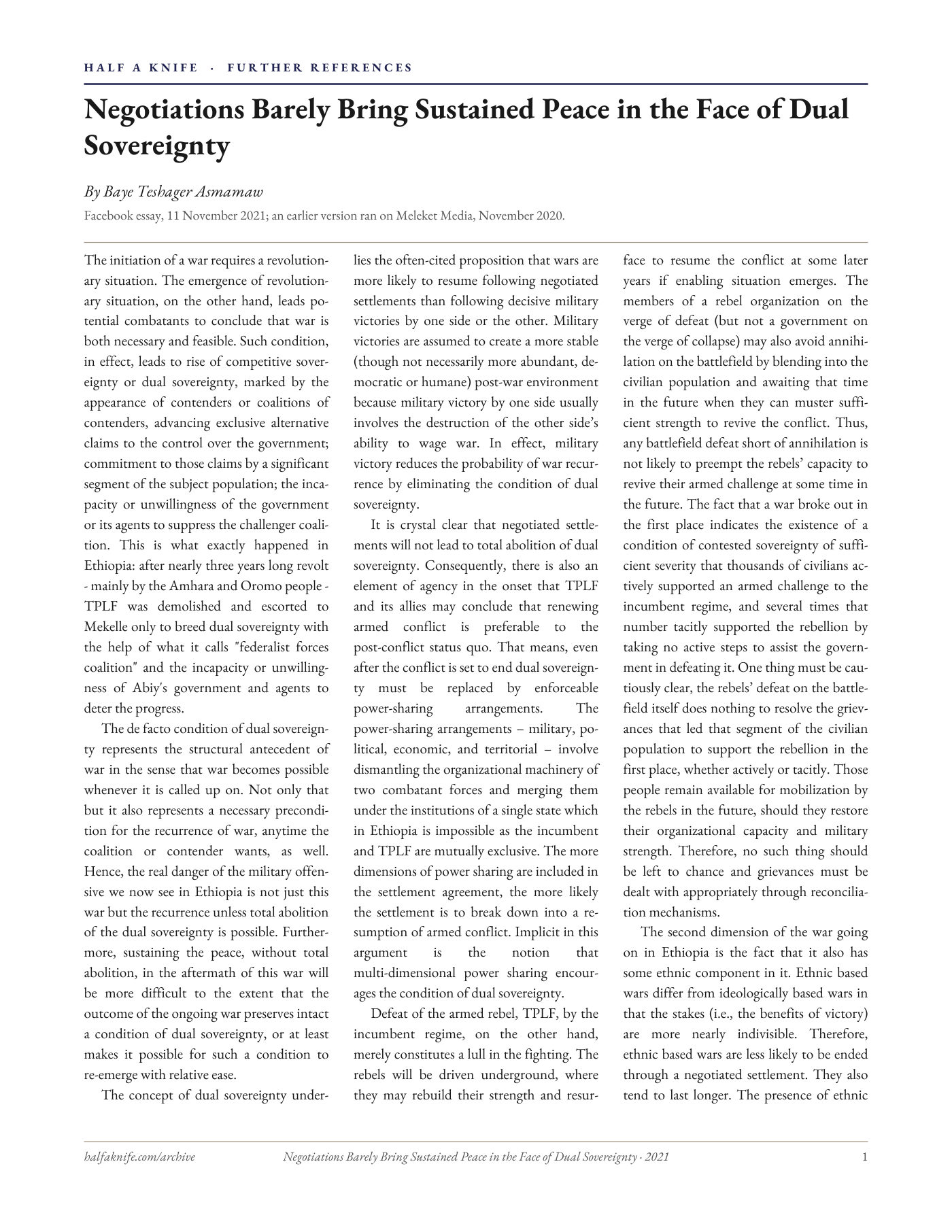 Negotiations Barely Bring Sustained Peace in the Face of Dual Sovereignty — typeset page 1